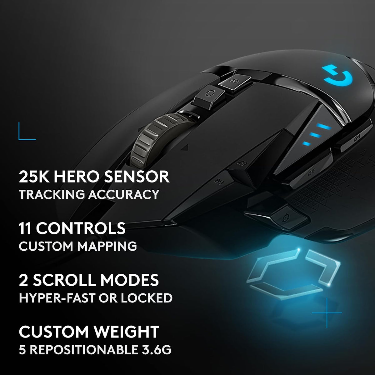 Logitech G502 Hero Wired Gaming Mouse - Black