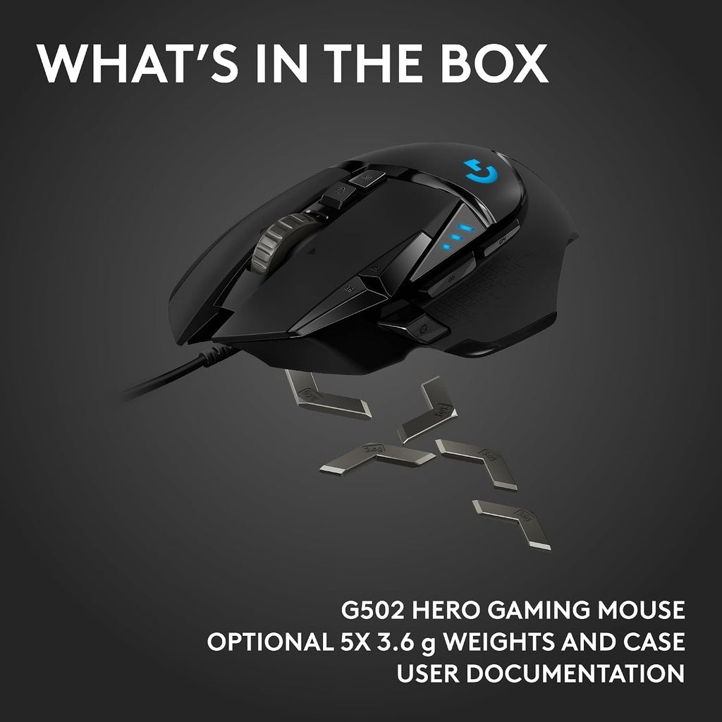 Logitech G502 Hero Wired Gaming Mouse - Black